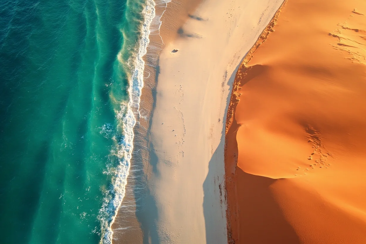 Fraser Island sand dunes aerial view