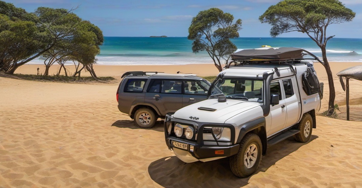 Campsite and sand track on K'gari, Fraser Island, Queensland