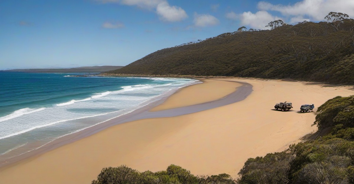 Beach fishing setup on K'gari
